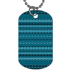 Boho Teal Pattern Dog Tag (two Sides) by SpinnyChairDesigns