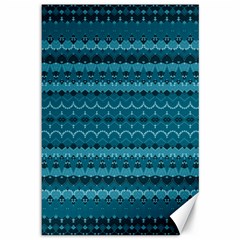 Boho Teal Pattern Canvas 12  X 18  by SpinnyChairDesigns