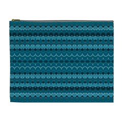 Boho Teal Pattern Cosmetic Bag (xl) by SpinnyChairDesigns