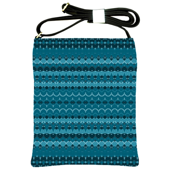 Boho Teal Pattern Shoulder Sling Bag