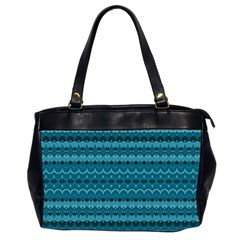 Boho Teal Pattern Oversize Office Handbag (2 Sides) by SpinnyChairDesigns