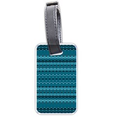 Boho Teal Pattern Luggage Tag (one Side) by SpinnyChairDesigns