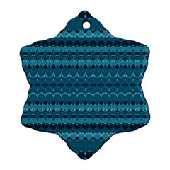 Boho Teal Pattern Snowflake Ornament (two Sides) by SpinnyChairDesigns