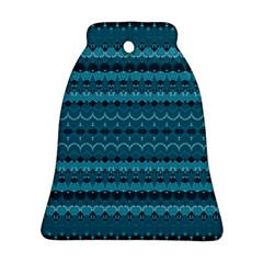 Boho Teal Pattern Bell Ornament (two Sides)