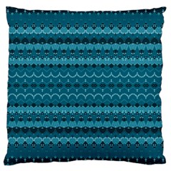 Boho Teal Pattern Large Cushion Case (two Sides) by SpinnyChairDesigns