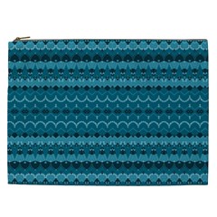 Boho Teal Pattern Cosmetic Bag (xxl) by SpinnyChairDesigns