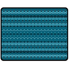 Boho Teal Pattern Double Sided Fleece Blanket (medium)  by SpinnyChairDesigns