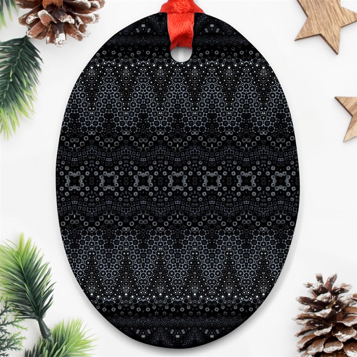 Boho Black and Silver Ornament (Oval)