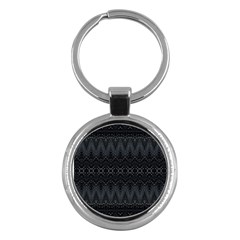 Boho Black And Silver Key Chain (round) by SpinnyChairDesigns