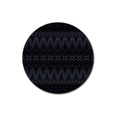 Boho Black And Silver Rubber Coaster (round)  by SpinnyChairDesigns