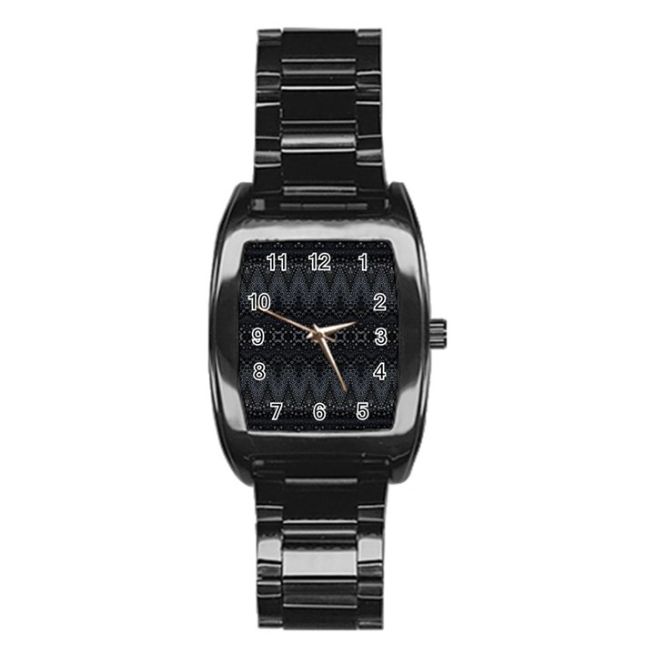 Boho Black and Silver Stainless Steel Barrel Watch