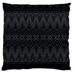 Boho Black And Silver Large Flano Cushion Case (one Side) by SpinnyChairDesigns