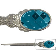 Teal Blue Stripes And Checks Letter Opener by SpinnyChairDesigns