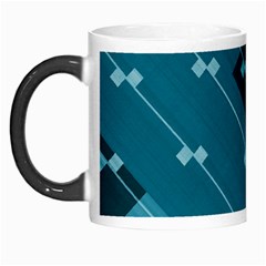 Teal Blue Stripes And Checks Morph Mugs by SpinnyChairDesigns