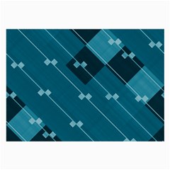 Teal Blue Stripes And Checks Large Glasses Cloth (2 Sides) by SpinnyChairDesigns