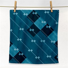 Teal Blue Stripes And Checks Face Towel by SpinnyChairDesigns