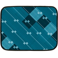 Teal Blue Stripes And Checks Double Sided Fleece Blanket (mini)  by SpinnyChairDesigns