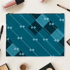 Teal Blue Stripes And Checks Cosmetic Bag (xl) by SpinnyChairDesigns