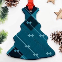 Teal Blue Stripes And Checks Ornament (christmas Tree)  by SpinnyChairDesigns