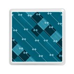 Teal Blue Stripes and Checks Memory Card Reader (Square) Front