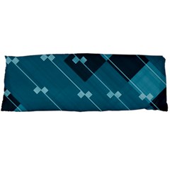 Teal Blue Stripes And Checks Body Pillow Case Dakimakura (two Sides) by SpinnyChairDesigns