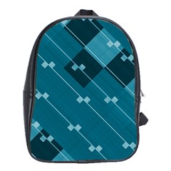 Teal Blue Stripes And Checks School Bag (xl) by SpinnyChairDesigns