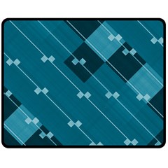 Teal Blue Stripes And Checks Double Sided Fleece Blanket (medium)  by SpinnyChairDesigns