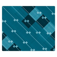 Teal Blue Stripes And Checks Double Sided Flano Blanket (small)  by SpinnyChairDesigns