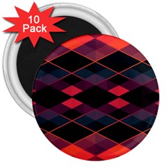 Pink Orange Black Diamond Pattern 3  Magnets (10 Pack)  by SpinnyChairDesigns