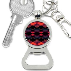 Pink Orange Black Diamond Pattern Bottle Opener Key Chain by SpinnyChairDesigns