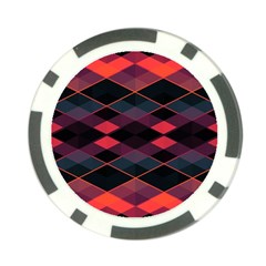 Pink Orange Black Diamond Pattern Poker Chip Card Guard by SpinnyChairDesigns