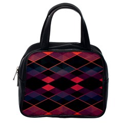 Pink Orange Black Diamond Pattern Classic Handbag (one Side) by SpinnyChairDesigns