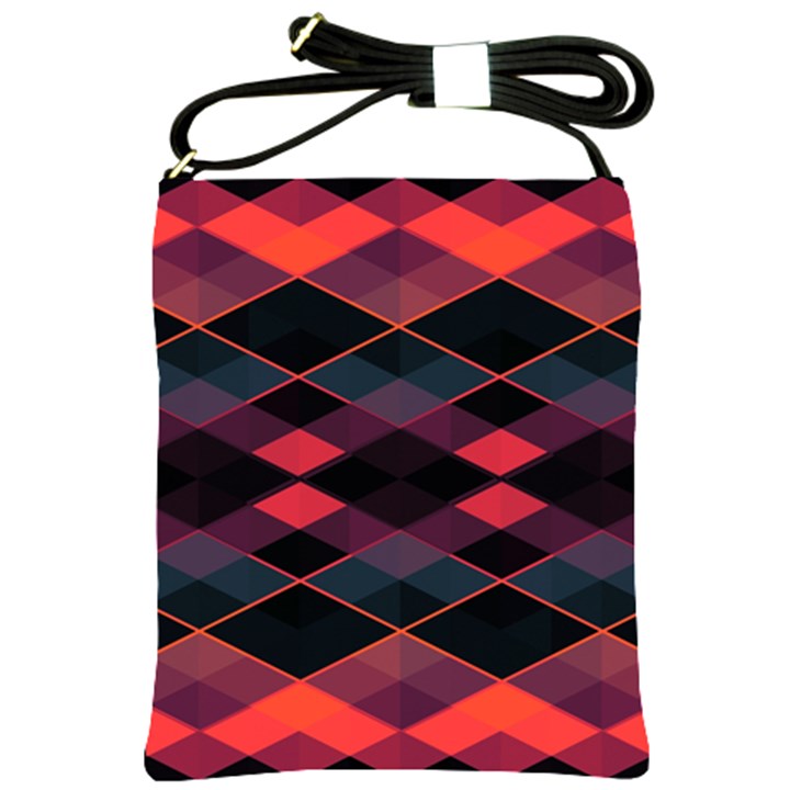 Pink Orange Black Diamond Pattern Shoulder Sling Bag