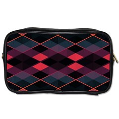 Pink Orange Black Diamond Pattern Toiletries Bag (one Side) by SpinnyChairDesigns