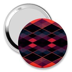 Pink Orange Black Diamond Pattern 3  Handbag Mirrors by SpinnyChairDesigns