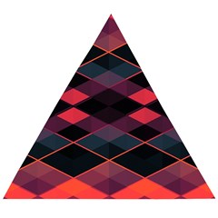 Pink Orange Black Diamond Pattern Wooden Puzzle Triangle by SpinnyChairDesigns