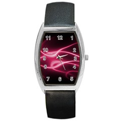 Neon Pink Glow Barrel Style Metal Watch by SpinnyChairDesigns