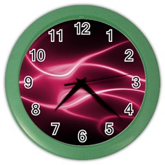 Neon Pink Glow Color Wall Clock by SpinnyChairDesigns