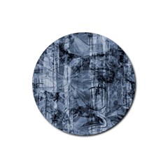 Faded Blue Texture Rubber Coaster (round)  by SpinnyChairDesigns