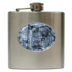 Faded Blue Texture Hip Flask (6 Oz) by SpinnyChairDesigns