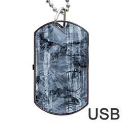 Faded Blue Texture Dog Tag Usb Flash (two Sides) by SpinnyChairDesigns