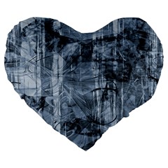 Faded Blue Texture Large 19  Premium Heart Shape Cushions by SpinnyChairDesigns