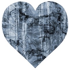 Faded Blue Texture Wooden Puzzle Heart by SpinnyChairDesigns