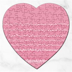 Boho Pink Stripes Jigsaw Puzzle (heart) by SpinnyChairDesigns