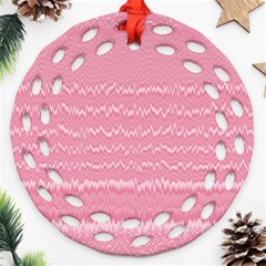 Boho Pink Stripes Round Filigree Ornament (two Sides) by SpinnyChairDesigns