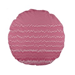 Boho Pink Stripes Standard 15  Premium Round Cushions by SpinnyChairDesigns