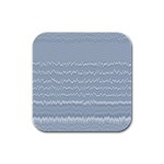 Boho Faded Blue Stripes Rubber Square Coaster (4 pack)  Front