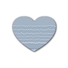 Boho Faded Blue Stripes Rubber Coaster (heart)  by SpinnyChairDesigns