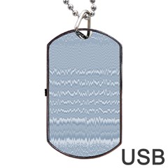 Boho Faded Blue Stripes Dog Tag Usb Flash (one Side) by SpinnyChairDesigns