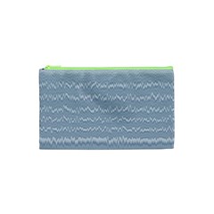 Boho Faded Blue Stripes Cosmetic Bag (xs) by SpinnyChairDesigns